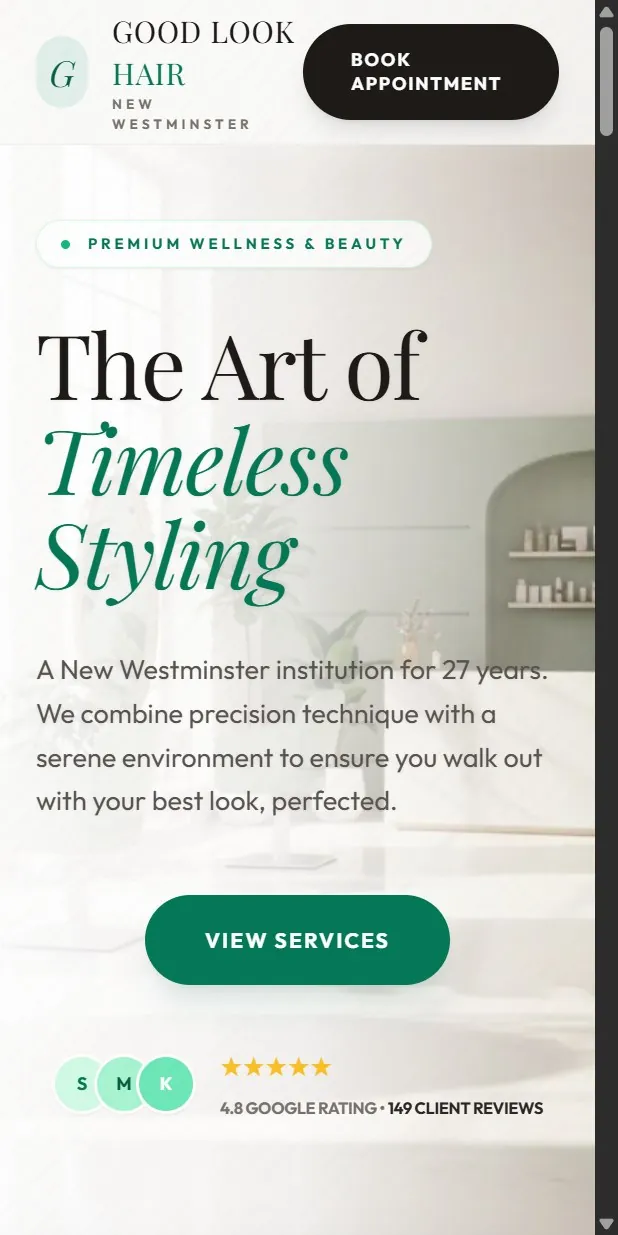 Good Look Hair website screenshot